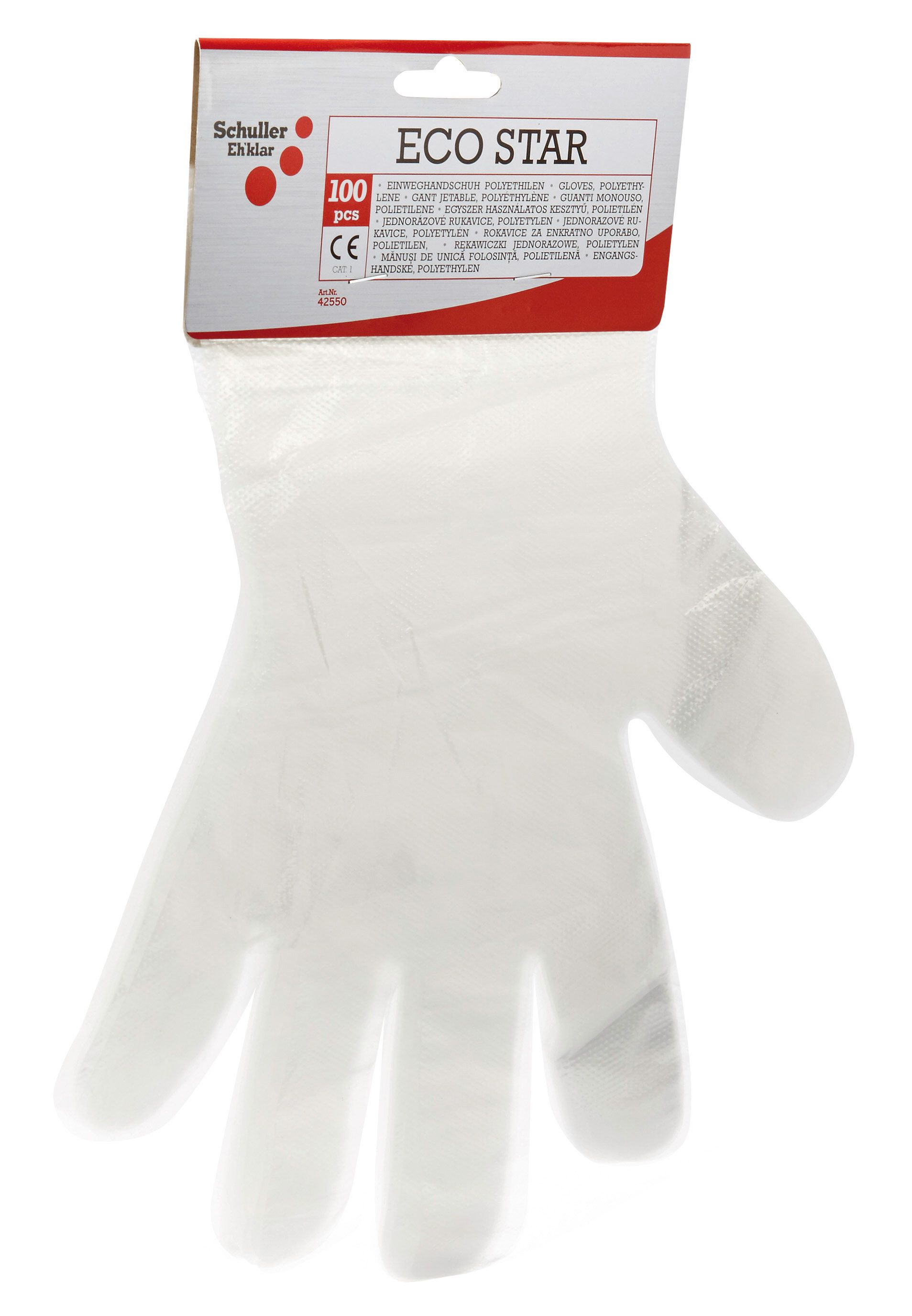 Schuller ECOSTAR egyszerhasználatos kesztyű polietilén fóliából, 100 db/csomag termék fő termékképe