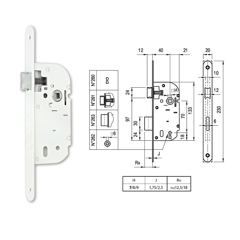 Euro-Elzett 261 bevésőzár 40/70 mm termék fő termékképe