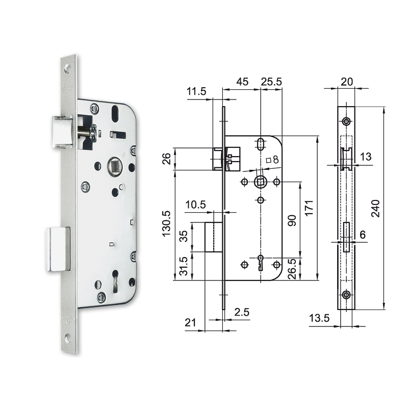 Euro-Elzett 3411 fogazott kulcsos bevésőzár 45/90 mm termék fő termékképe