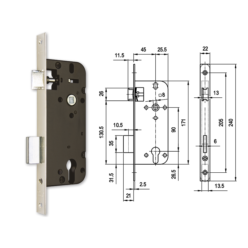 Euro-Elzett 4320 hengerzárbetétes bevésőzár 45/90 mm termék fő termékképe