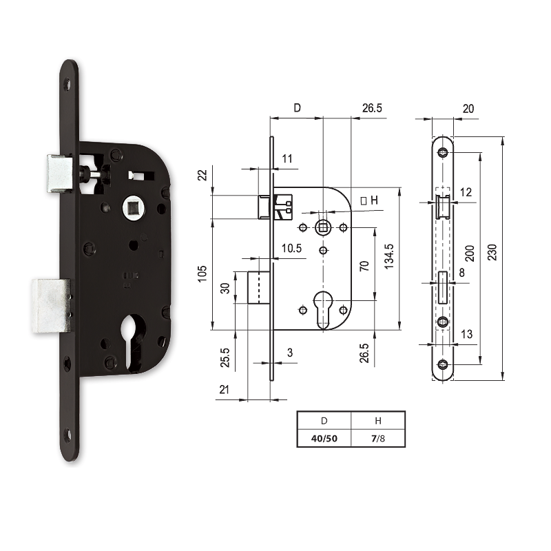 Euro-Elzett 664 C hengerzárbetétes bevésőzár 40/70 mm termék fő termékképe