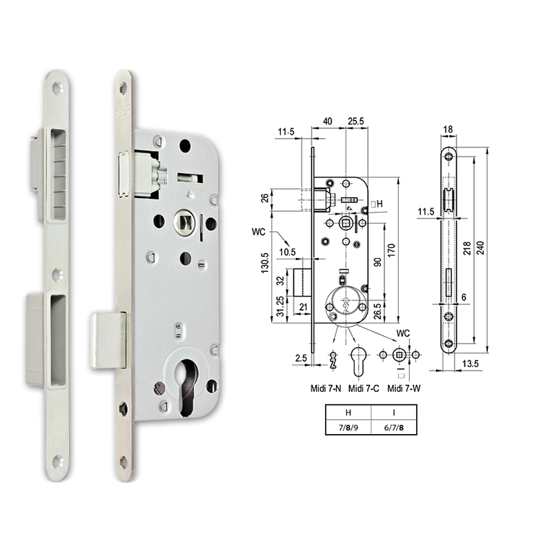 Euro-Elzett MIDI 7-C M mágnescsapdás hengerzárbetétes bevésőzár 40/90 mm termék fő termékképe