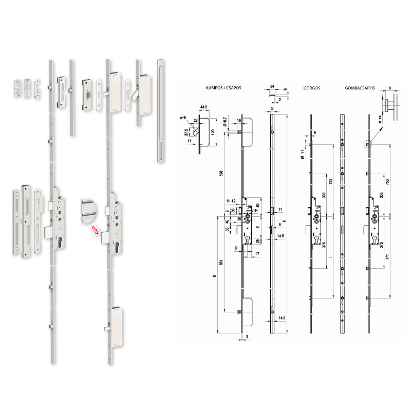 Euro-Elzett TOP Multisoft többpontos görgős bevésőzár 30/92/16 mm termék fő termékképe